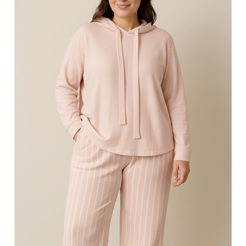 DIP Womens Medium Pink Stripe Lounge Set Oversize Hoodie Soft Cozy Athleisure - Picture 1 of 16